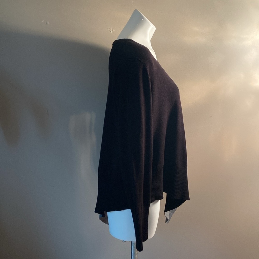 Verve Ami Black And Gray Color Block Asymmetrical Long Sleeve Sweater Size Large - Picture 3 of 6
